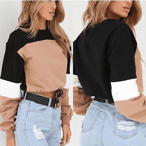 Sweaters - Crew Neck Pullover Crop Top Sweater